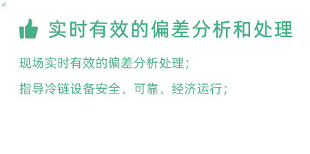 實時有效的偏差分析和處理：實時有效的偏差處理； 指導冷鏈設備安全、可靠、經(jīng)濟運行；